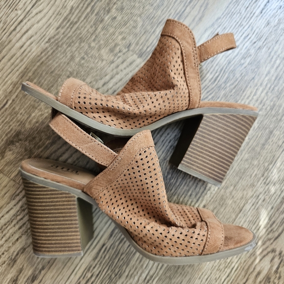 a.n.a Madelyn open toe slingback bootie sandals chunky block heel brown 7 - Picture 3 of 10